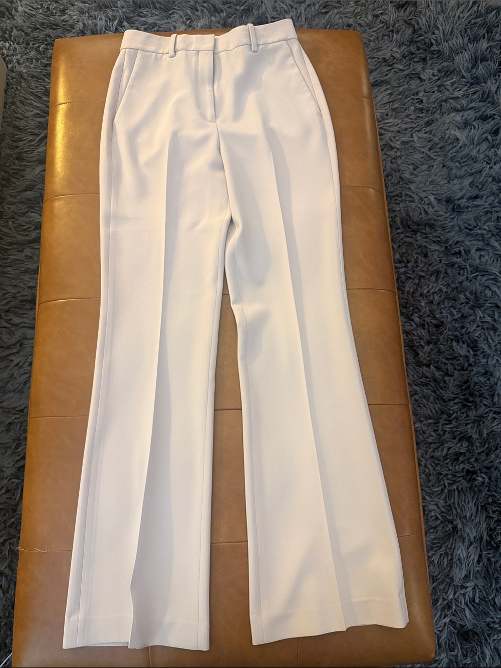 Theory White Wide-Leg Tailored Trousers Fluid Crepe